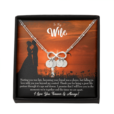 To My Wife Always And Forever Infinity Bracelet With Initial Charms - Infinity Bracelet