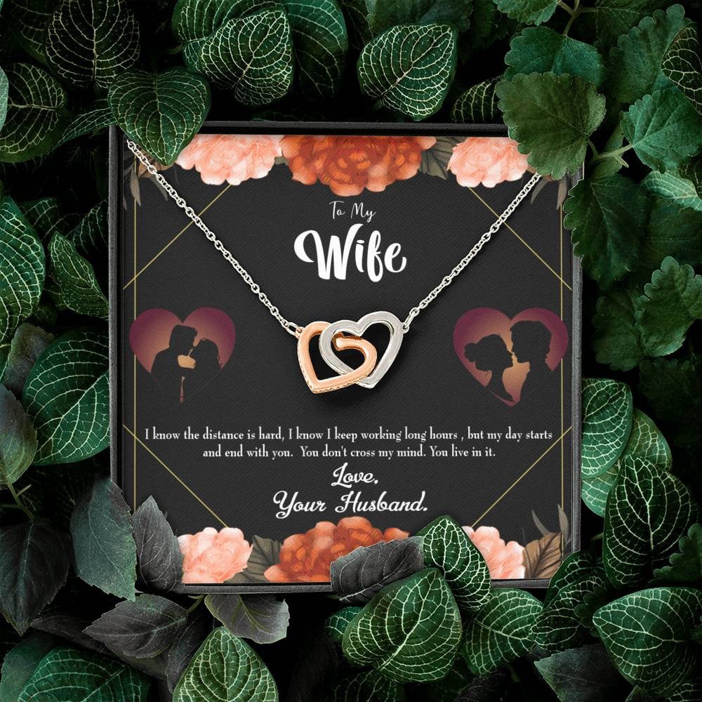 Wife Gift For Wife Birthday Live In My Mind Inseparable Love Pendant 18k Rose Gold Finish 16� - Interlocking Hearts Necklace
