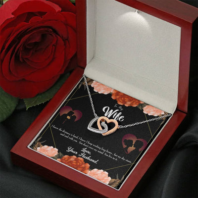 Wife Gift For Wife Birthday Live In My Mind Inseparable Love Pendant 18k Rose Gold Finish 16� - Interlocking Hearts Necklace