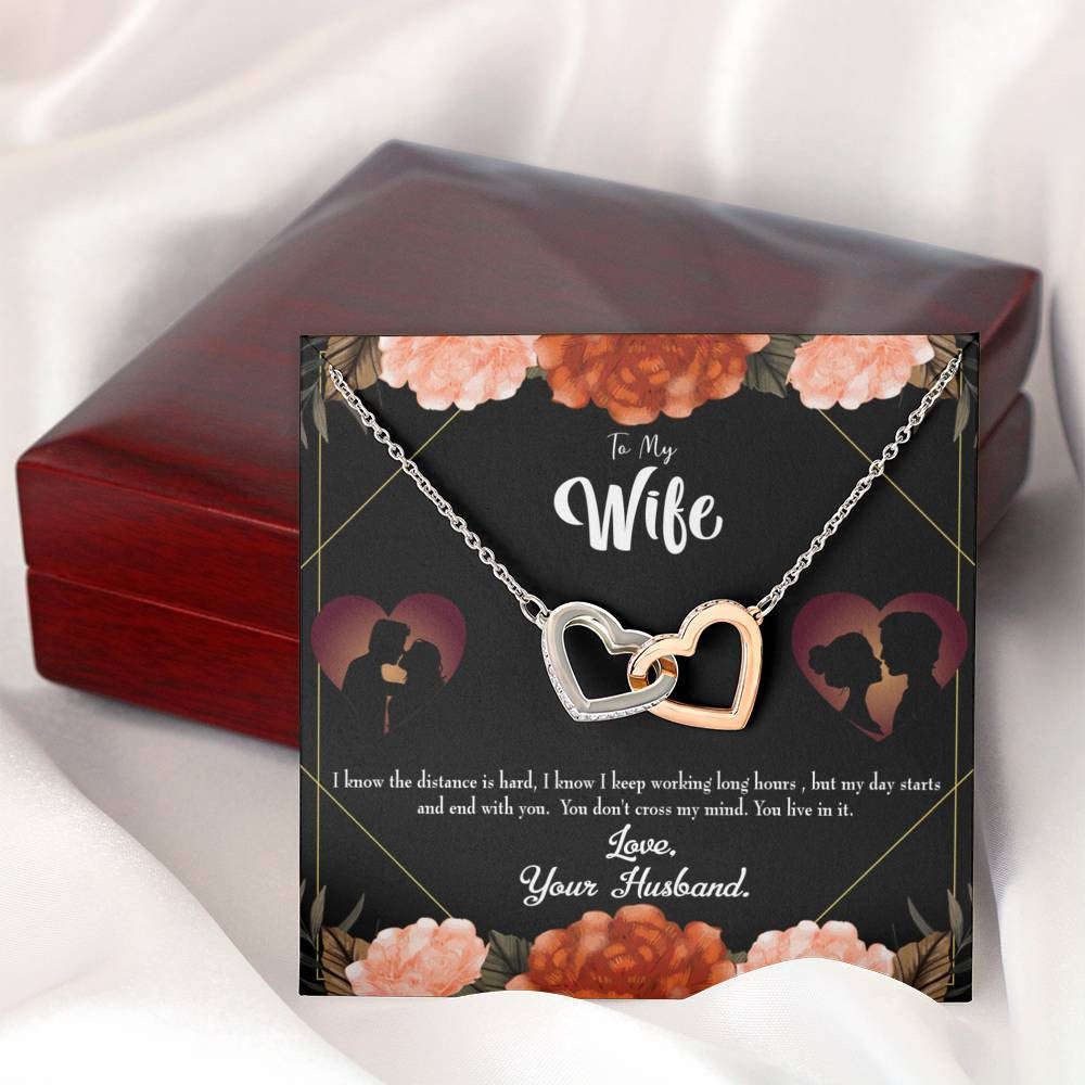 Wife Gift For Wife Birthday Live In My Mind Inseparable Love Pendant 18k Rose Gold Finish 16� - Interlocking Hearts Necklace