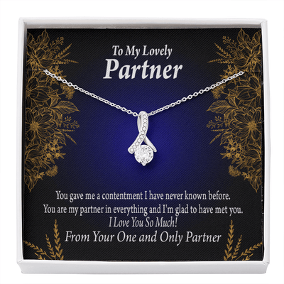For My Partner In Everything Eternity Ribbon Stone Necklace 14K White Gold Keepsake Card Partner Gift - Alluring Beauty Necklace Gift For Her