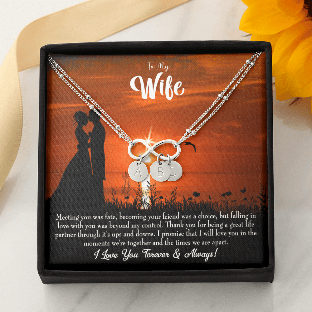 To My Wife Always And Forever Infinity Bracelet With Initial Charms - Infinity Bracelet