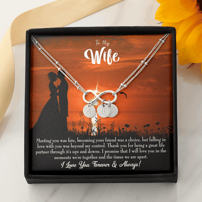 To My Wife Always And Forever Infinity Bracelet With Initial Charms - Infinity Bracelet