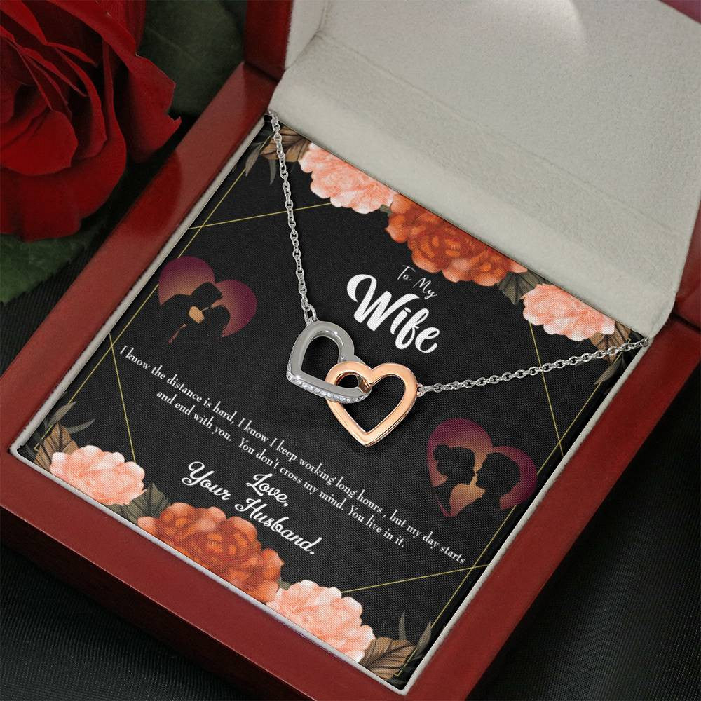 Wife Gift For Wife Birthday Live In My Mind Inseparable Love Pendant 18k Rose Gold Finish 16� - Interlocking Hearts Necklace