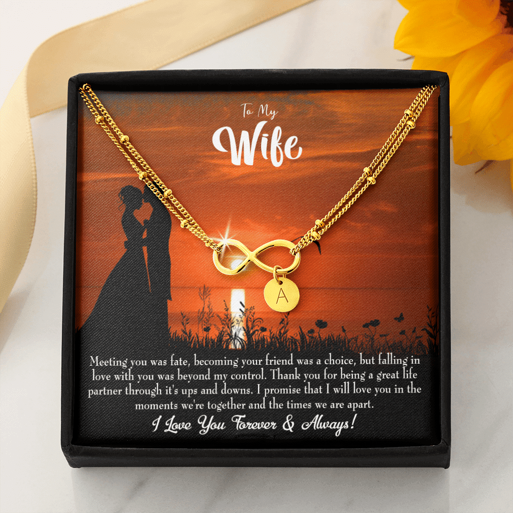 To My Wife Always And Forever Infinity Bracelet With Initial Charms - Infinity Bracelet