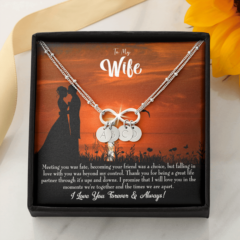 To My Wife Always And Forever Infinity Bracelet With Initial Charms - Infinity Bracelet