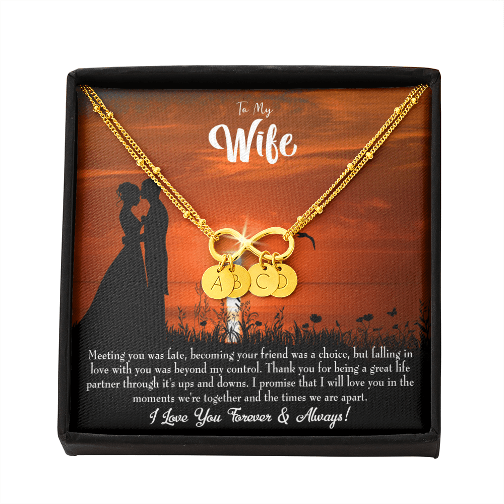 To My Wife Always And Forever Infinity Bracelet With Initial Charms - Infinity Bracelet