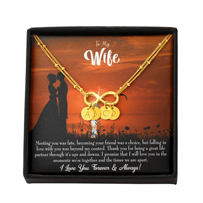 To My Wife Always And Forever Infinity Bracelet With Initial Charms - Infinity Bracelet