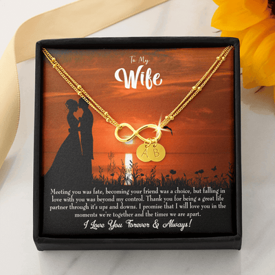 To My Wife Always And Forever Infinity Bracelet With Initial Charms - Infinity Bracelet