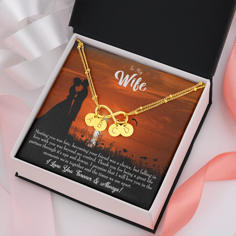 To My Wife Always And Forever Infinity Bracelet With Initial Charms - Infinity Bracelet