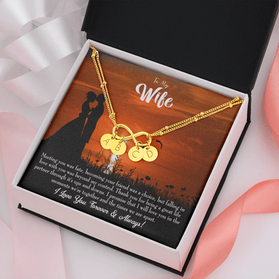 To My Wife Always And Forever Infinity Bracelet With Initial Charms - Infinity Bracelet