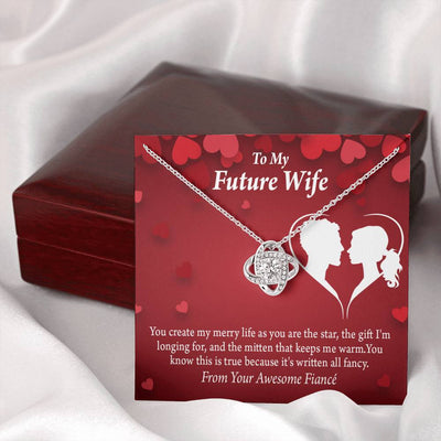 Wife Message Card To My Future Wife Merry Life Love Knot Pendant Necklace Stainless Steel W Cz Stone - Luxury Love Knot Necklace Meanful Gift Idea For Her/Him