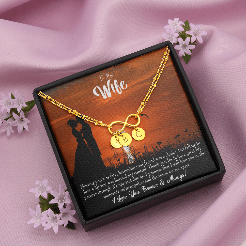 To My Wife Always And Forever Infinity Bracelet With Initial Charms - Infinity Bracelet