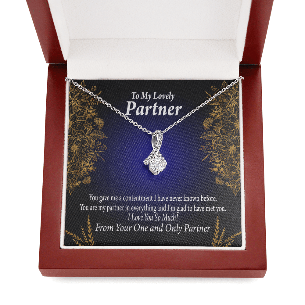For My Partner In Everything Eternity Ribbon Stone Necklace 14K White Gold Keepsake Card Partner Gift - Alluring Beauty Necklace Gift For Her