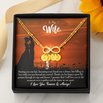To My Wife Always And Forever Infinity Bracelet With Initial Charms - Infinity Bracelet