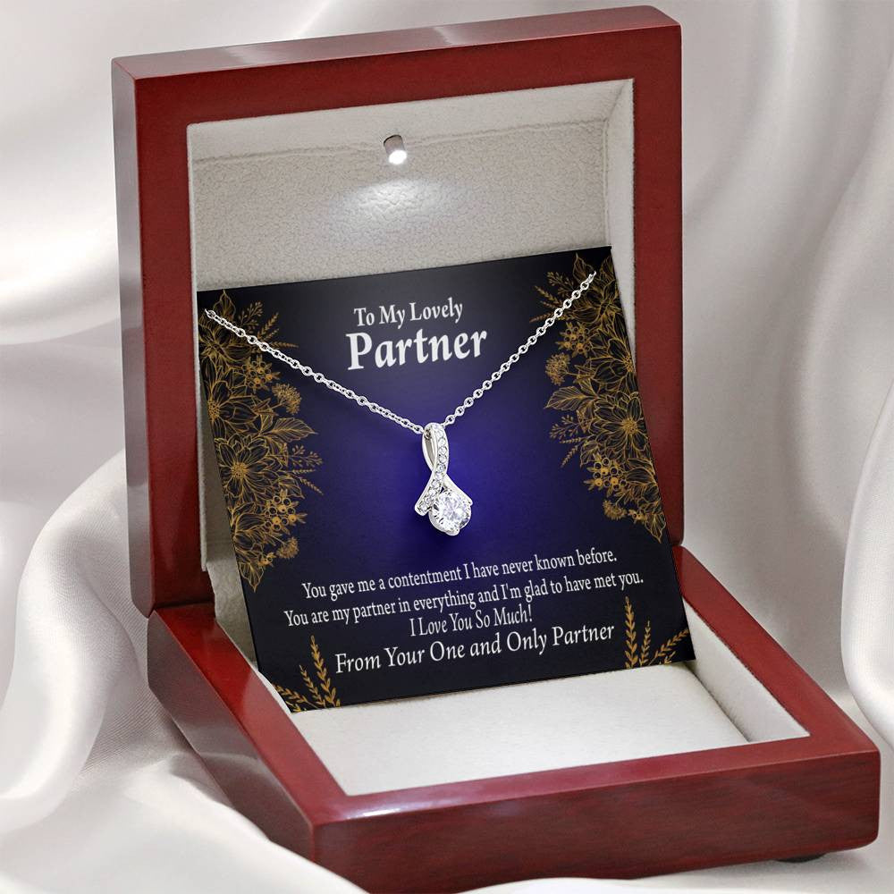 For My Partner In Everything Eternity Ribbon Stone Necklace 14K White Gold Keepsake Card Partner Gift - Alluring Beauty Necklace Gift For Her