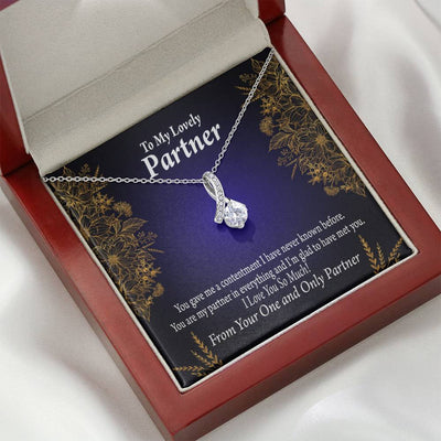 For My Partner In Everything Eternity Ribbon Stone Necklace 14K White Gold Keepsake Card Partner Gift - Alluring Beauty Necklace Gift For Her