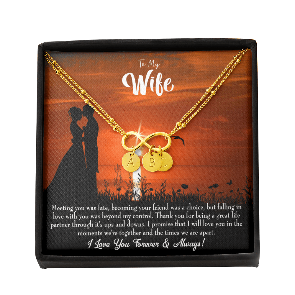 To My Wife Always And Forever Infinity Bracelet With Initial Charms - Infinity Bracelet