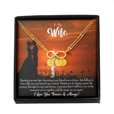 To My Wife Always And Forever Infinity Bracelet With Initial Charms - Infinity Bracelet