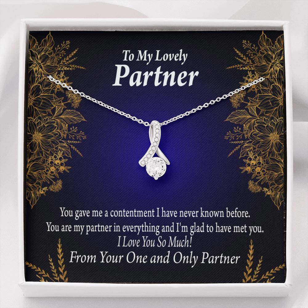 For My Partner In Everything Eternity Ribbon Stone Necklace 14K White Gold Keepsake Card Partner Gift - Alluring Beauty Necklace Gift For Her