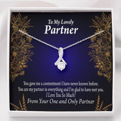 For My Partner In Everything Eternity Ribbon Stone Necklace 14K White Gold Keepsake Card Partner Gift - Alluring Beauty Necklace Gift For Her