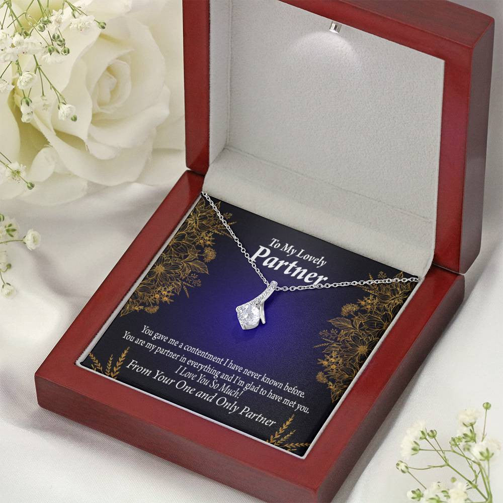 For My Partner In Everything Eternity Ribbon Stone Necklace 14K White Gold Keepsake Card Partner Gift - Alluring Beauty Necklace Gift For Her