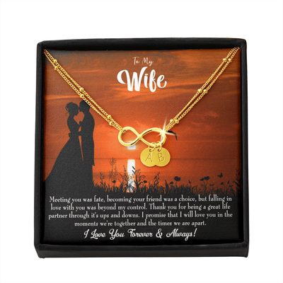 To My Wife Always And Forever Infinity Bracelet With Initial Charms - Infinity Bracelet