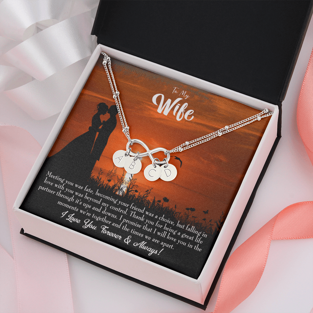To My Wife Always And Forever Infinity Bracelet With Initial Charms - Infinity Bracelet