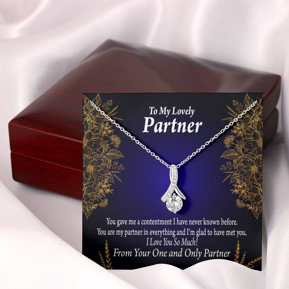 For My Partner In Everything Eternity Ribbon Stone Necklace 14K White Gold Keepsake Card Partner Gift - Alluring Beauty Necklace Gift For Her