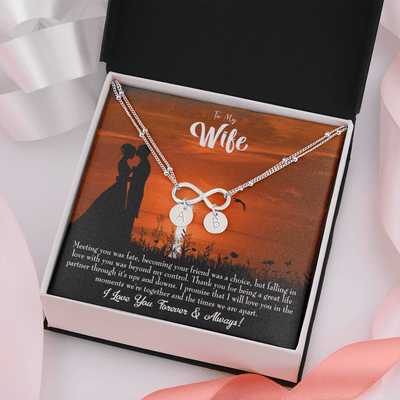 To My Wife Always And Forever Infinity Bracelet With Initial Charms - Infinity Bracelet