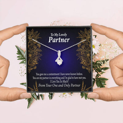 For My Partner In Everything Eternity Ribbon Stone Necklace 14K White Gold Keepsake Card Partner Gift - Alluring Beauty Necklace Gift For Her