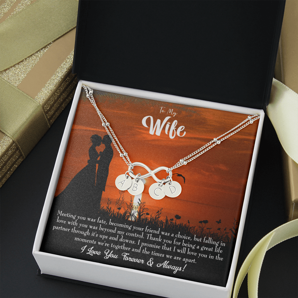 To My Wife Always And Forever Infinity Bracelet With Initial Charms - Infinity Bracelet