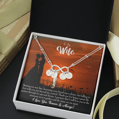 To My Wife Always And Forever Infinity Bracelet With Initial Charms - Infinity Bracelet