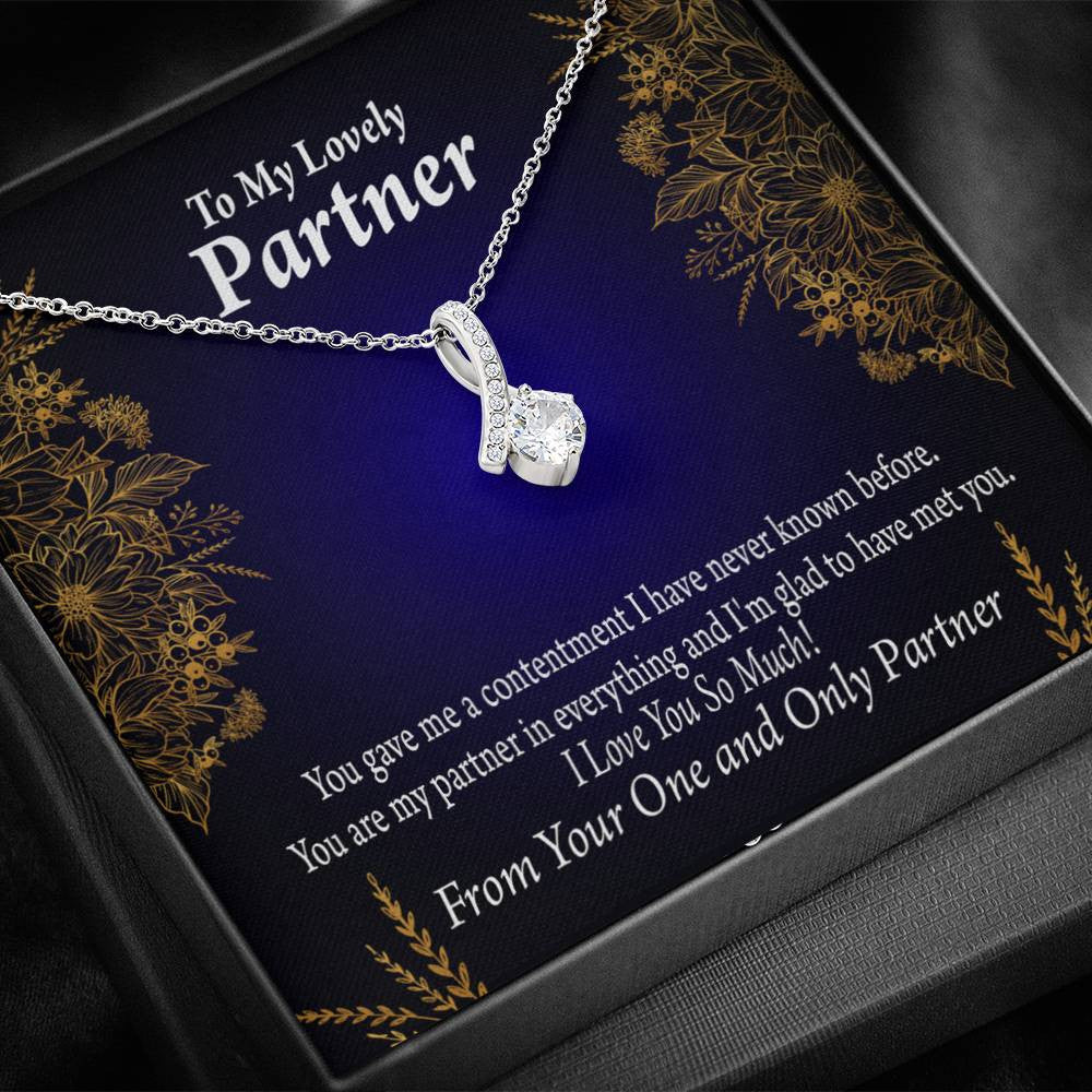 For My Partner In Everything Eternity Ribbon Stone Necklace 14K White Gold Keepsake Card Partner Gift - Alluring Beauty Necklace Gift For Her
