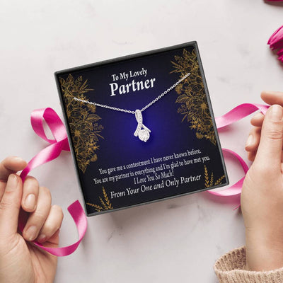 For My Partner In Everything Eternity Ribbon Stone Necklace 14K White Gold Keepsake Card Partner Gift - Alluring Beauty Necklace Gift For Her