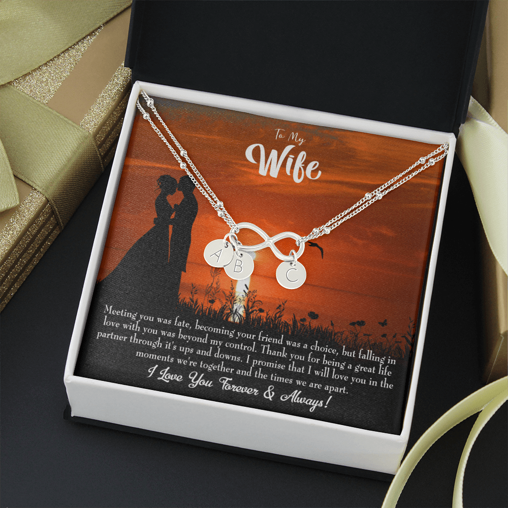To My Wife Always And Forever Infinity Bracelet With Initial Charms - Infinity Bracelet