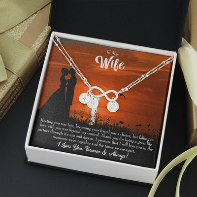 To My Wife Always And Forever Infinity Bracelet With Initial Charms - Infinity Bracelet
