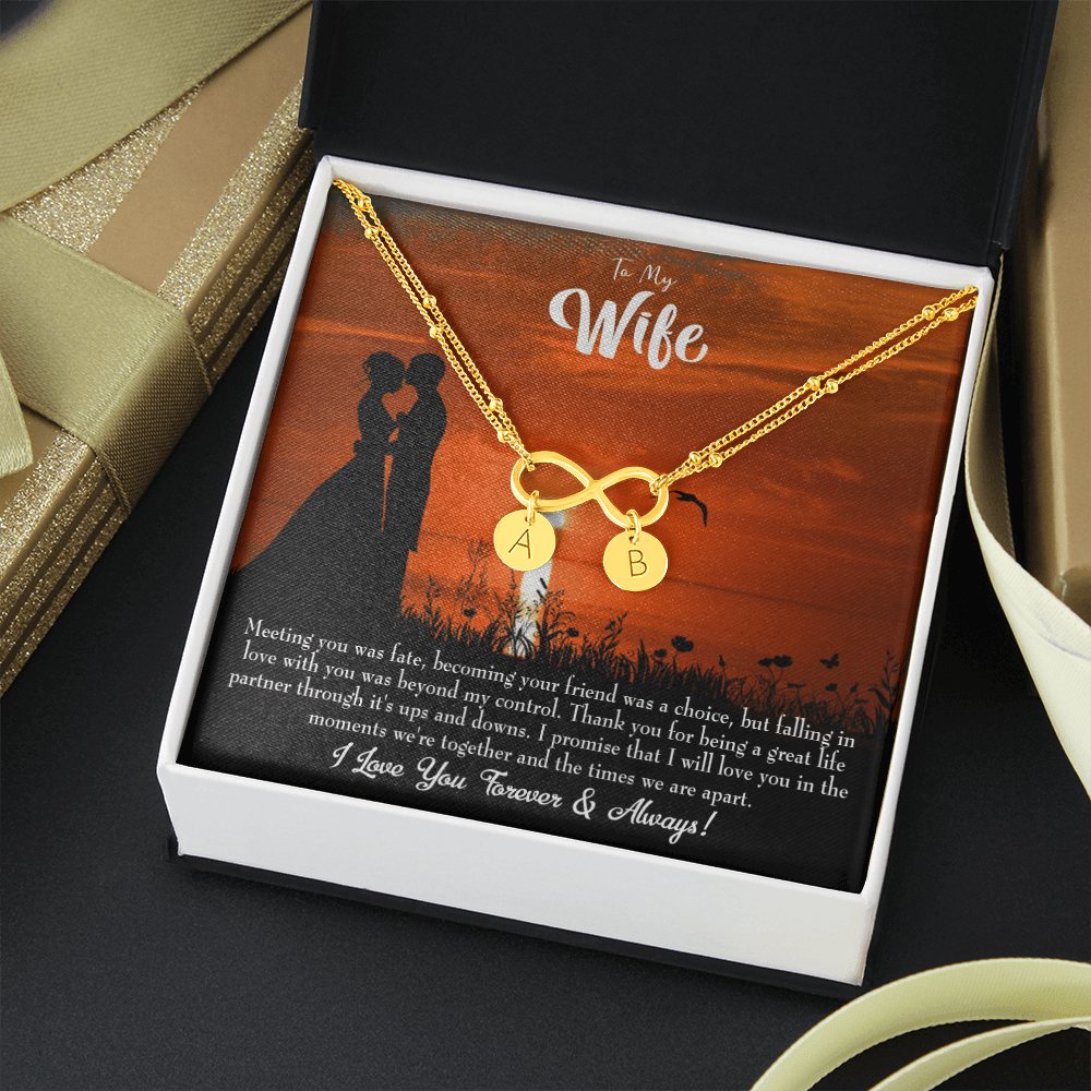 To My Wife Always And Forever Infinity Bracelet With Initial Charms - Infinity Bracelet