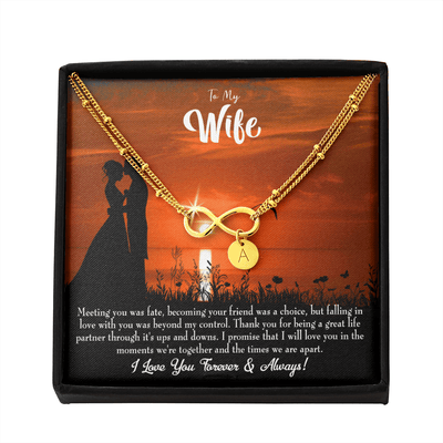 To My Wife Always And Forever Infinity Bracelet With Initial Charms - Infinity Bracelet