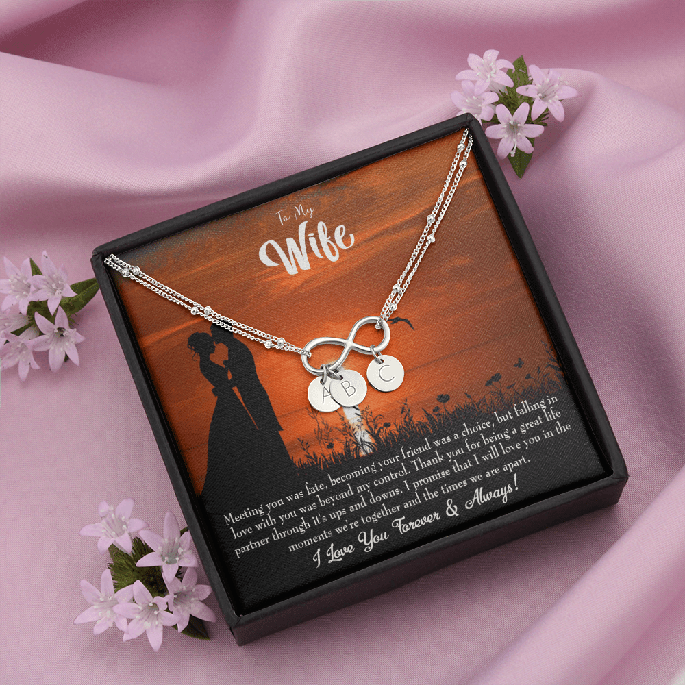 To My Wife Always And Forever Infinity Bracelet With Initial Charms - Infinity Bracelet
