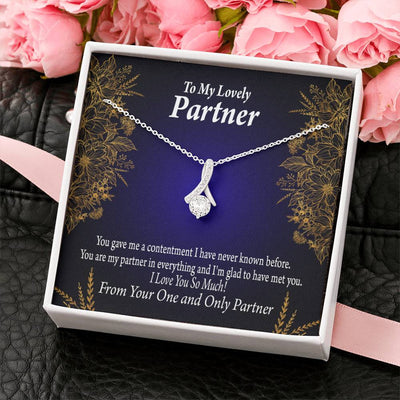 For My Partner In Everything Eternity Ribbon Stone Necklace 14K White Gold Keepsake Card Partner Gift - Alluring Beauty Necklace Gift For Her