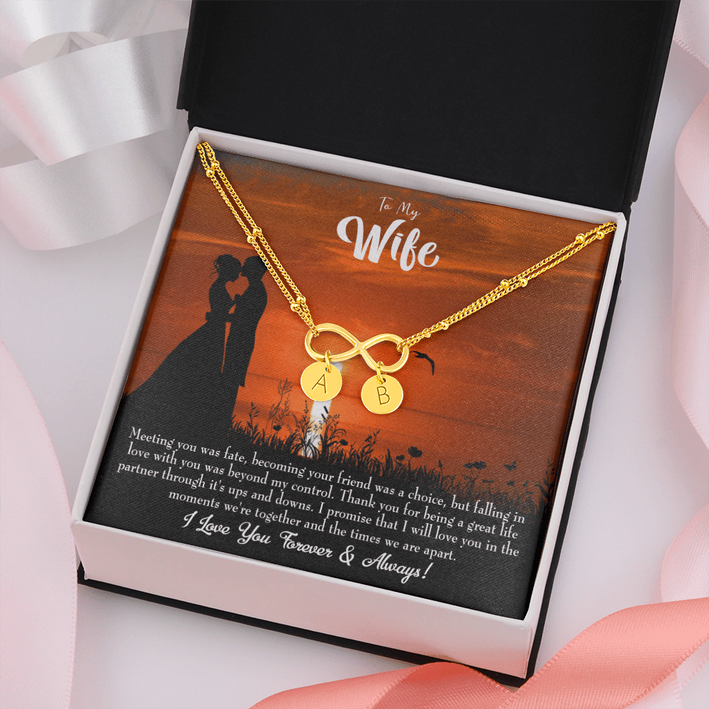 To My Wife Always And Forever Infinity Bracelet With Initial Charms - Infinity Bracelet
