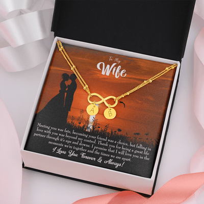 To My Wife Always And Forever Infinity Bracelet With Initial Charms - Infinity Bracelet
