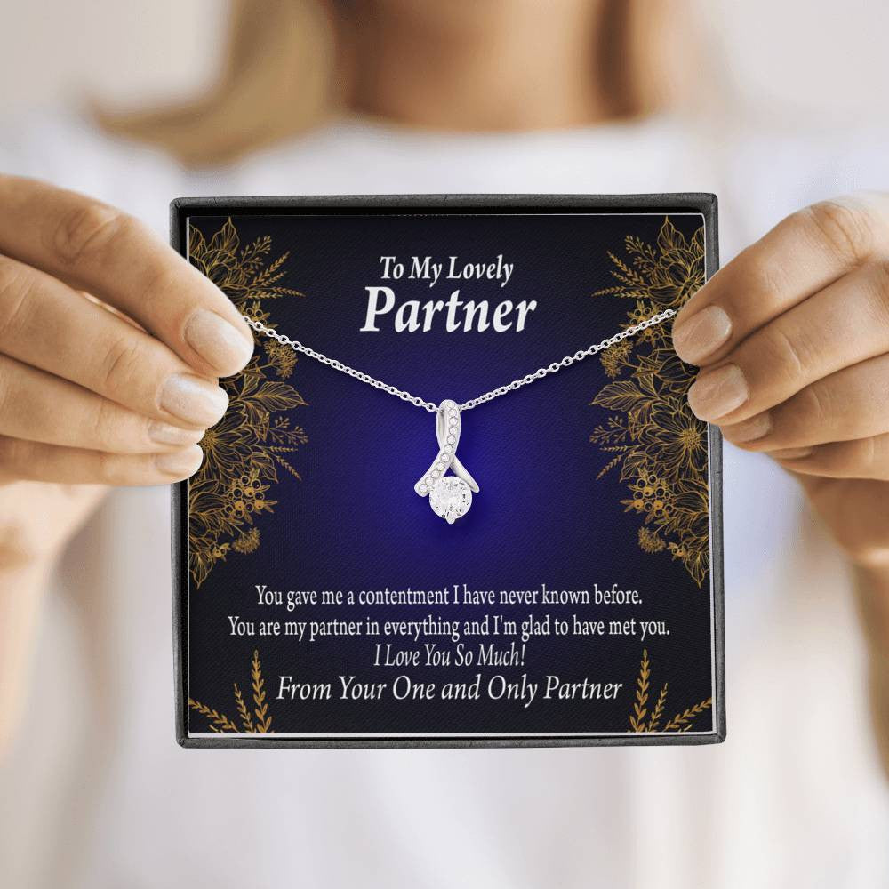For My Partner In Everything Eternity Ribbon Stone Necklace 14K White Gold Keepsake Card Partner Gift - Alluring Beauty Necklace Gift For Her