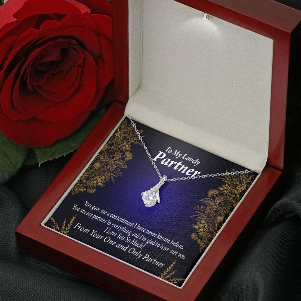 For My Partner In Everything Eternity Ribbon Stone Necklace 14K White Gold Keepsake Card Partner Gift - Alluring Beauty Necklace Gift For Her