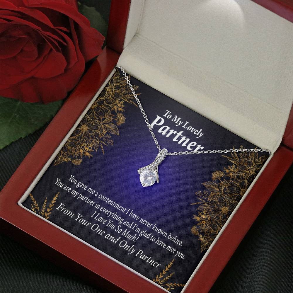 For My Partner In Everything Eternity Ribbon Stone Necklace 14K White Gold Keepsake Card Partner Gift - Alluring Beauty Necklace Gift For Her