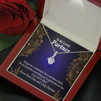 For My Partner In Everything Eternity Ribbon Stone Necklace 14K White Gold Keepsake Card Partner Gift - Alluring Beauty Necklace Gift For Her