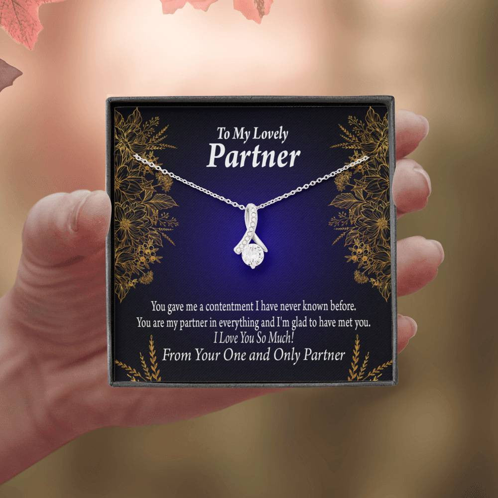 For My Partner In Everything Eternity Ribbon Stone Necklace 14K White Gold Keepsake Card Partner Gift - Alluring Beauty Necklace Gift For Her