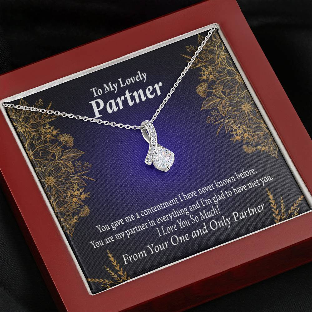 For My Partner In Everything Eternity Ribbon Stone Necklace 14K White Gold Keepsake Card Partner Gift - Alluring Beauty Necklace Gift For Her