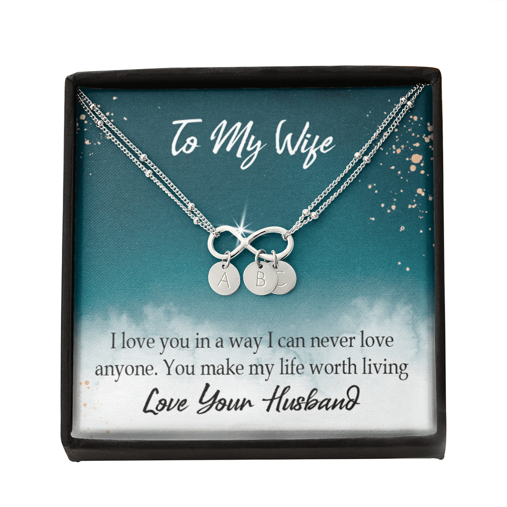 To My Wife You Make My Life Worth Living Infinity Bracelet With Initial Charms - Infinity Bracelet